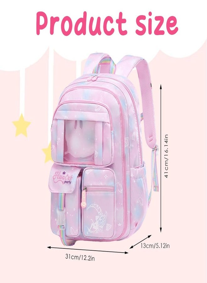 ClimbertyÂ® School Bag for Girls Kids 7-12 Years Old Cute Cartoon School Bags Waterproof Backpack Bag Durable Burden School Bags Christmas Children's Day Birthday Gift for Girls, Kids - Pink - Image 2